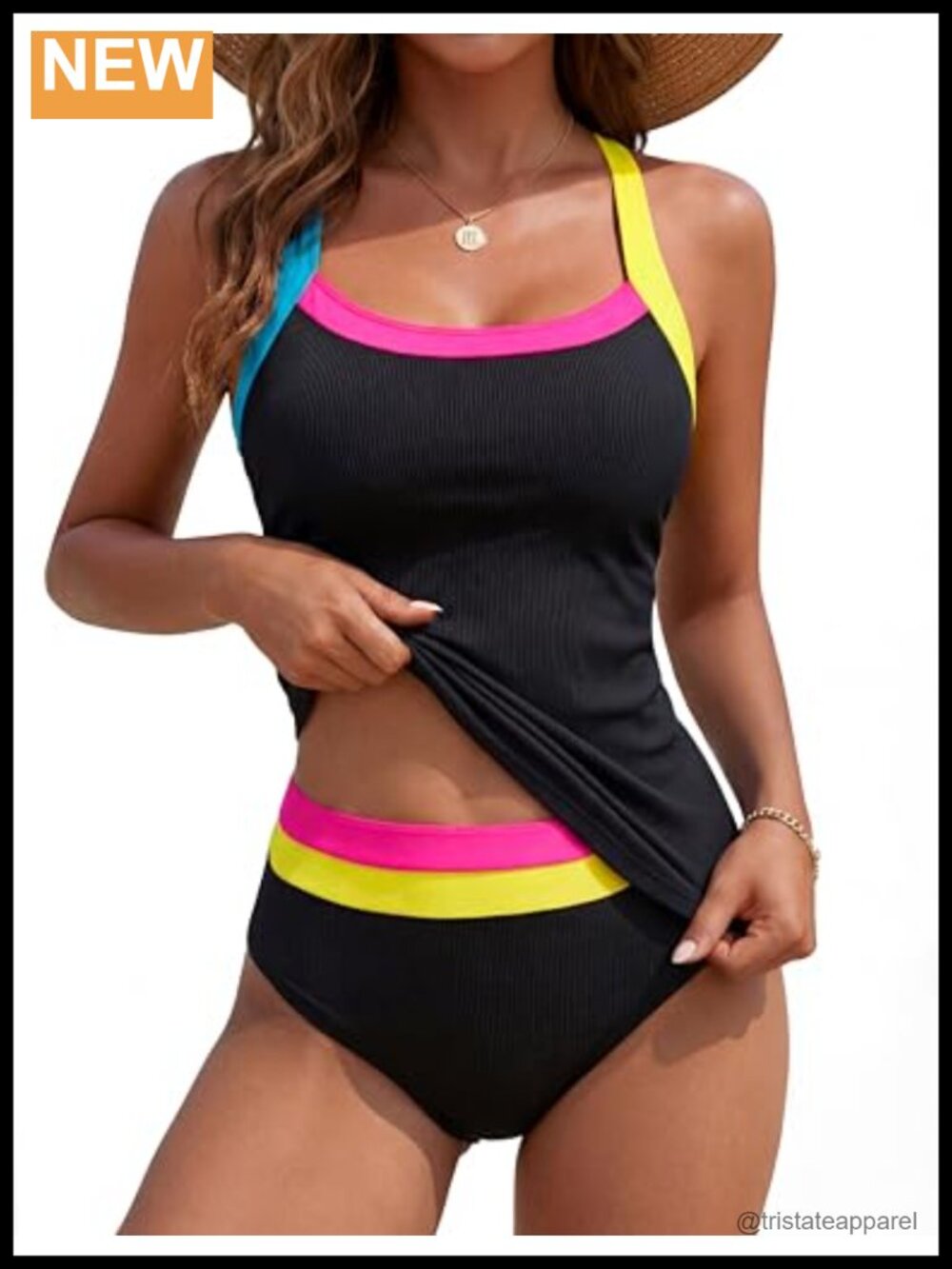 Two Piece Tankini Swimsuits Slimming Tummy Control Bathing Suit Ribbed